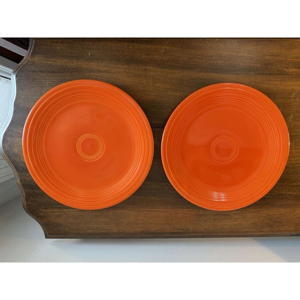 Set Of 2 Vintage Fiesta Red 9.5" Luncheon Plate HLC Genuine Fiestaware EUC